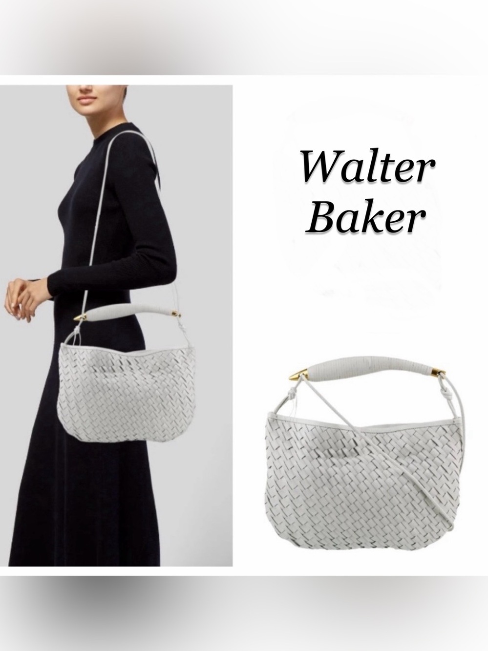 Walter Baker White Woven Hobo Shoulder Bag